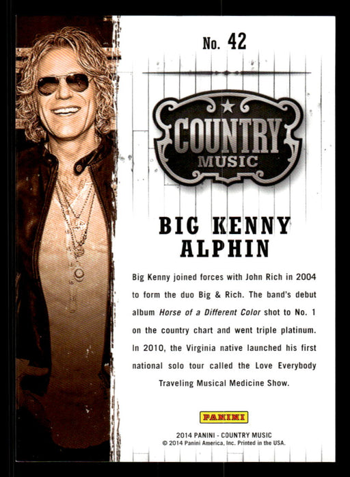 Big Kenny Alphin 2014 Panini Country Music Back of Card