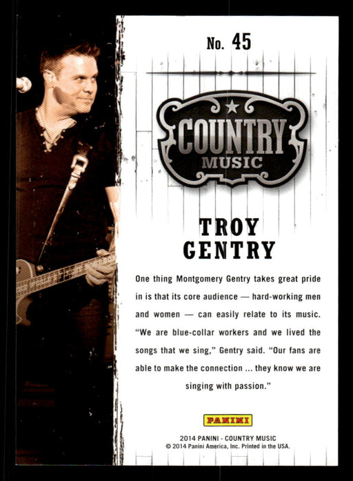 Troy Gentry 2014 Panini Country Music Back of Card