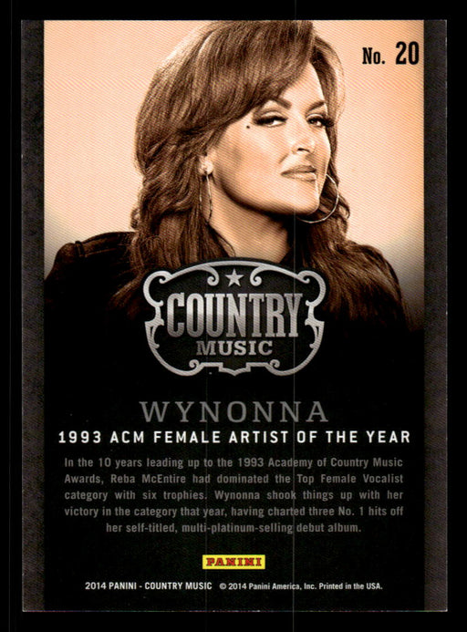 Wynonna 2014 Panini Country Music Back of Card