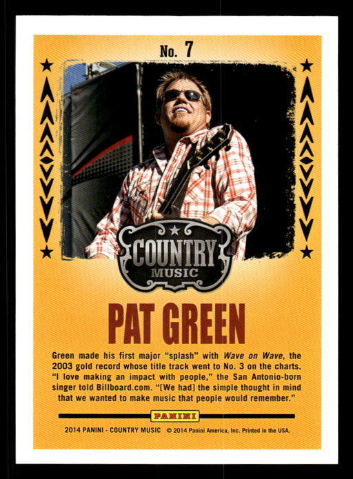 Pat Green 2014 Panini Country Music Back of Card