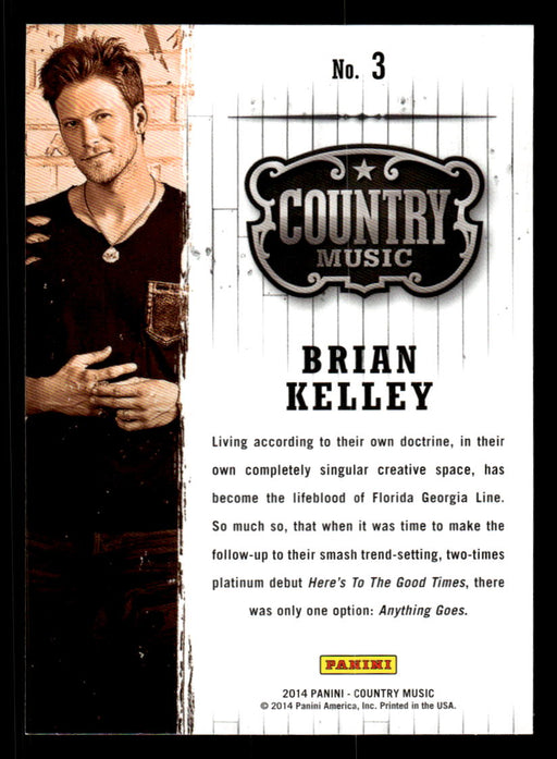 Brian Kelley 2014 Panini Country Music Back of Card