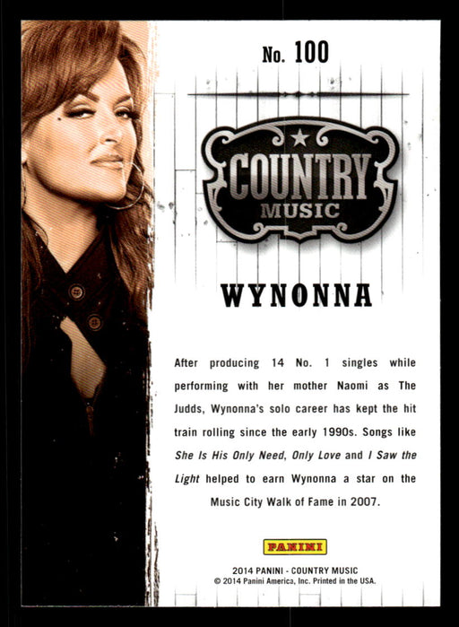 Wynonna 2014 Panini Country Music Back of Card