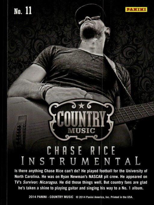 Chase Rice 2014 Panini Country Music Back of Card