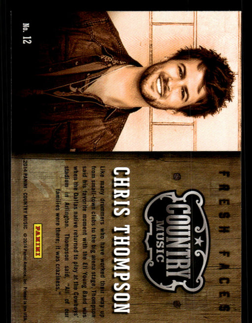 Chris Thompson 2014 Panini Country Music Back of Card