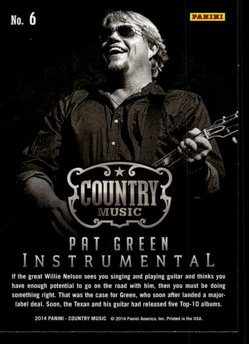 Pat Green 2014 Panini Country Music Back of Card