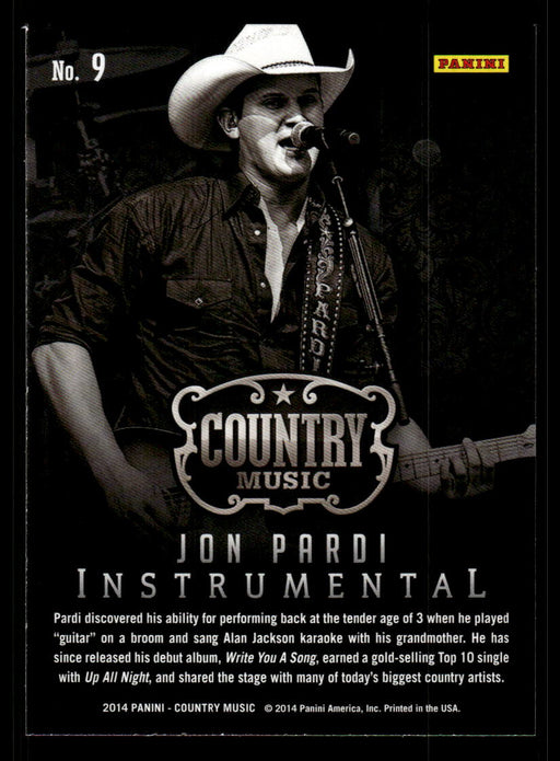 Jon Pardi 2014 Panini Country Music Back of Card