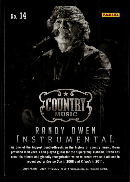 Randy Owen 2014 Panini Country Music Back of Card