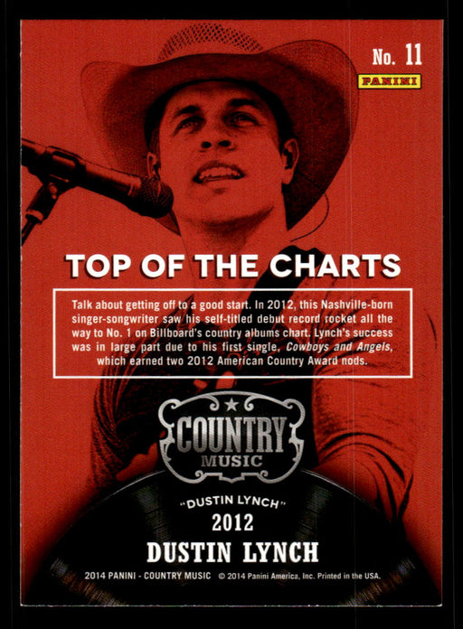Dustin Lynch 2014 Panini Country Music Back of Card