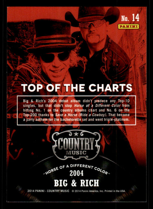 Big & Rich 2014 Panini Country Music Back of Card