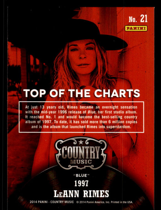LeAnn Rimes 2014 Panini Country Music Back of Card