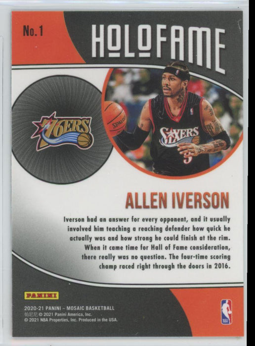 2020 Panini Mosaic # 1 Allen Iverson Holofame Philadelphia 76ers - Collectible Craze America