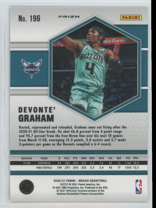 2020 Panini Mosaic # 196 Devonte' Graham Reactive Blue Prizm Charlotte Hornets - Collectible Craze America