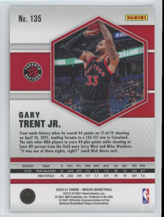 2020 Panini Mosaic Basketball # 135 Gary Trent Jr. Toronto Raptors - Collectible Craze America