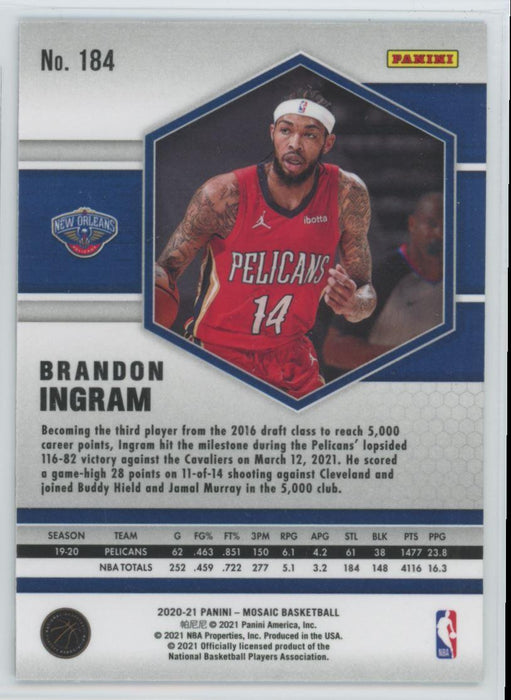 2020 Panini Mosaic Basketball # 184 Brandon Ingram New Orleans Pelicans - Collectible Craze America