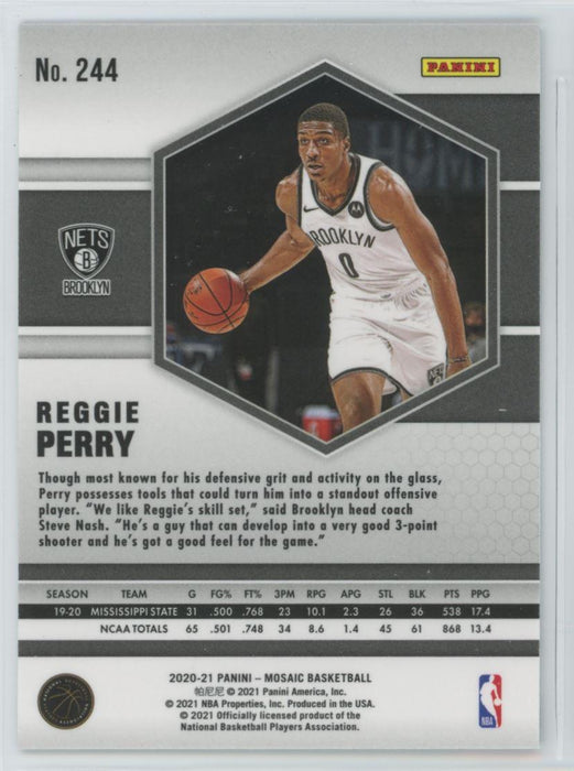 2020 Panini Mosaic Basketball # 244 Reggie Perry RC Silver Prizm Brooklyn Nets - Collectible Craze America