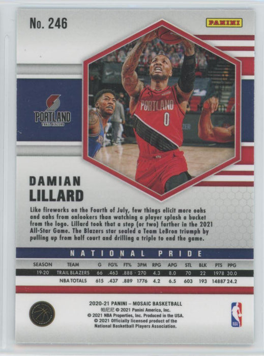 2020 Panini Mosaic Basketball # 246 Damian Lillard Portland Trail Blazers - Collectible Craze America
