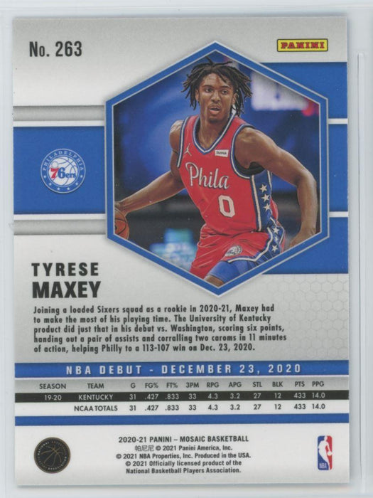 2020 Panini Mosaic Basketball # 263 Tyrese Maxey RC Philadelphia 76ers - Collectible Craze America
