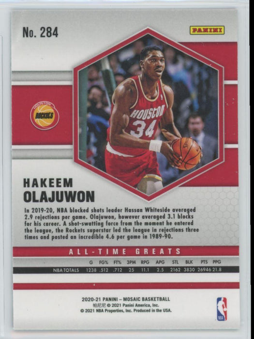 2020 Panini Mosaic Basketball # 284 Hakeem Olajuwon Houston Rockets - Collectible Craze America