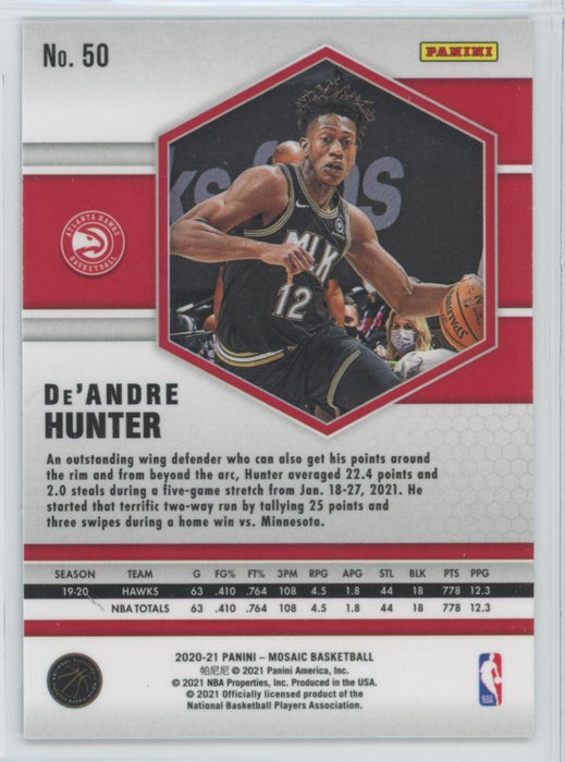 2020 Panini Mosaic Basketball # 50 De'Andre Hunter Atlanta Hawks - Collectible Craze America