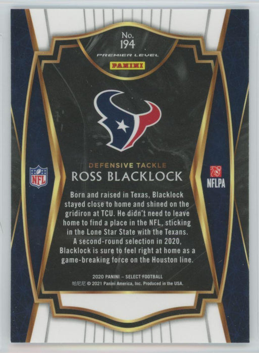 2020 Panini Select Football # 194 Ross Blacklock RC Houston Texans - Collectible Craze America