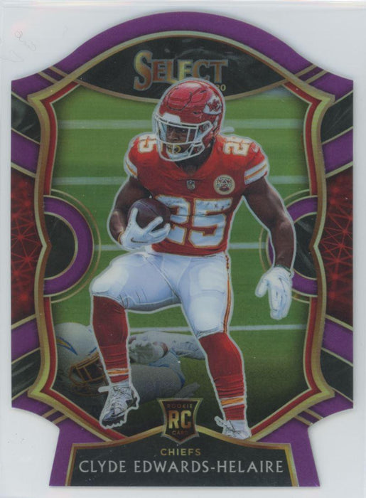 2020 Panini Select Football # 54 Clyde Edwards-Helaire RC Purple Prizm Die-Cut Kansas City Chiefs - Collectible Craze America