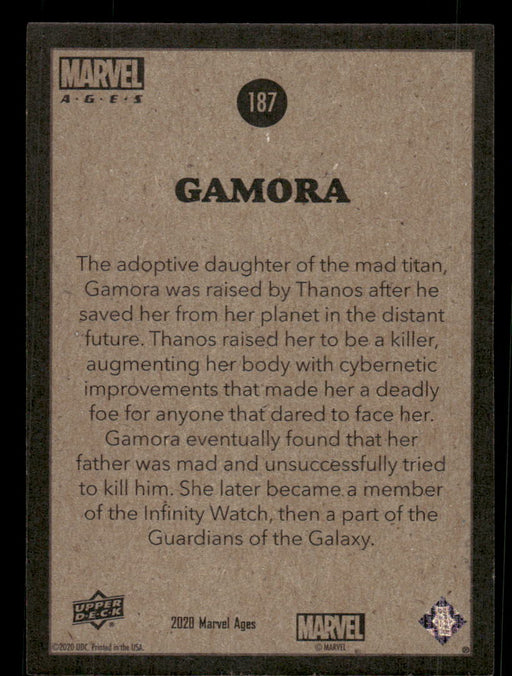 Gamora 2020 Upper Deck Marvel Ages Base Back of Card