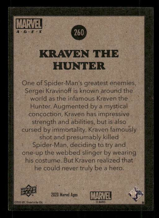 Kraven The Hunter 2020 Upper Deck Marvel Ages Base Back of Card