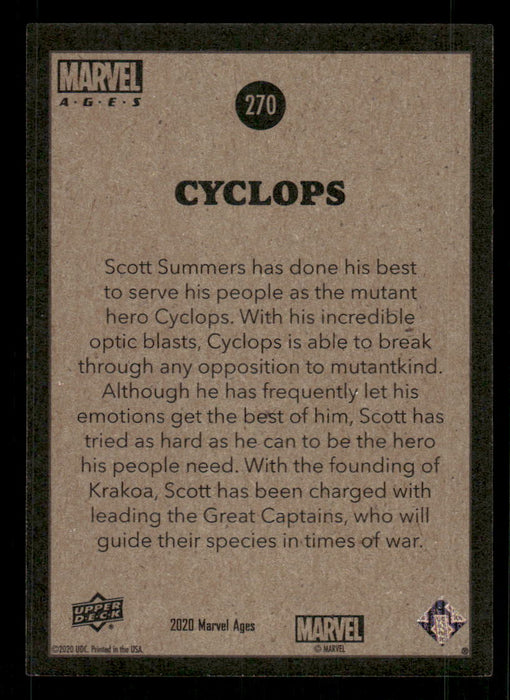 Cyclops 2020 Upper Deck Marvel Ages Base Back of Card