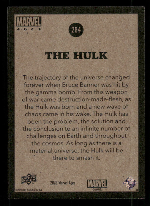 The Hulk 2020 Upper Deck Marvel Ages Base Back of Card