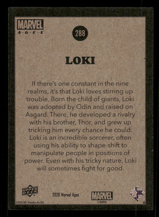 Loki 2020 Upper Deck Marvel Ages Base Back of Card