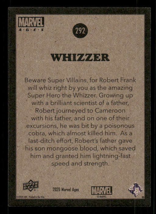 Whizzer 2020 Upper Deck Marvel Ages Base Back of Card