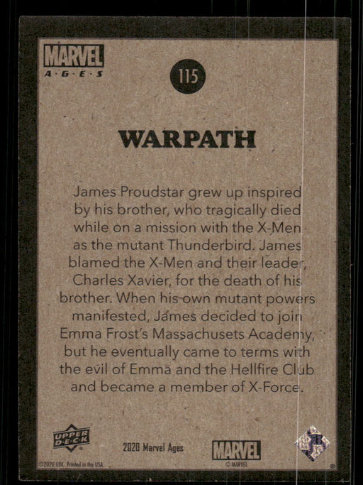 Warpath 2020 Upper Deck Marvel Ages Base Back of Card