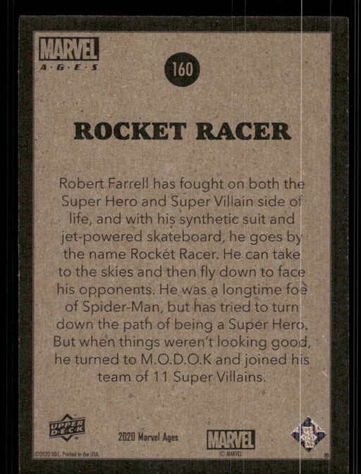 Rocket Racer 2020 Upper Deck Marvel Ages Base Back of Card