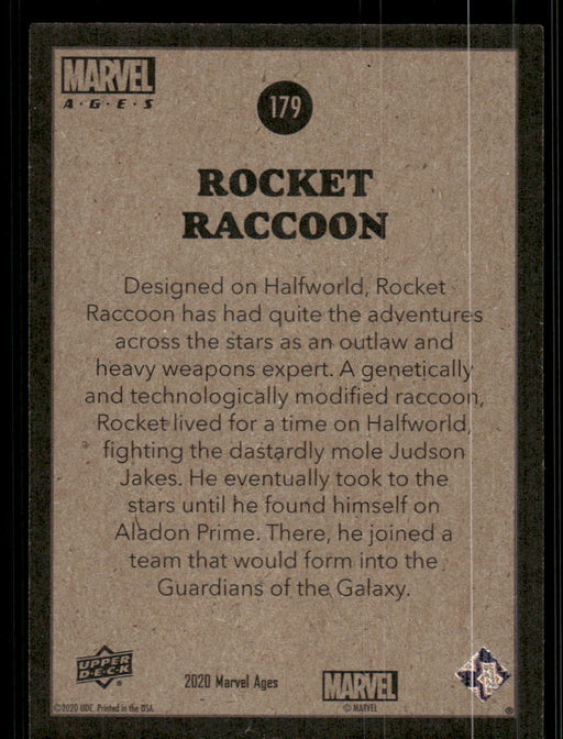 Rocket Raccoon 2020 Upper Deck Marvel Ages Base Back of Card