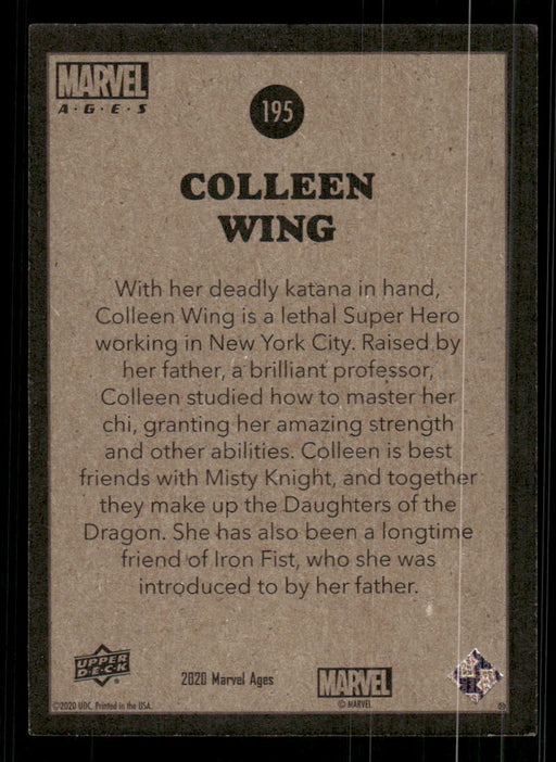 Colleen Wing 2020 Upper Deck Marvel Ages Base Back of Card