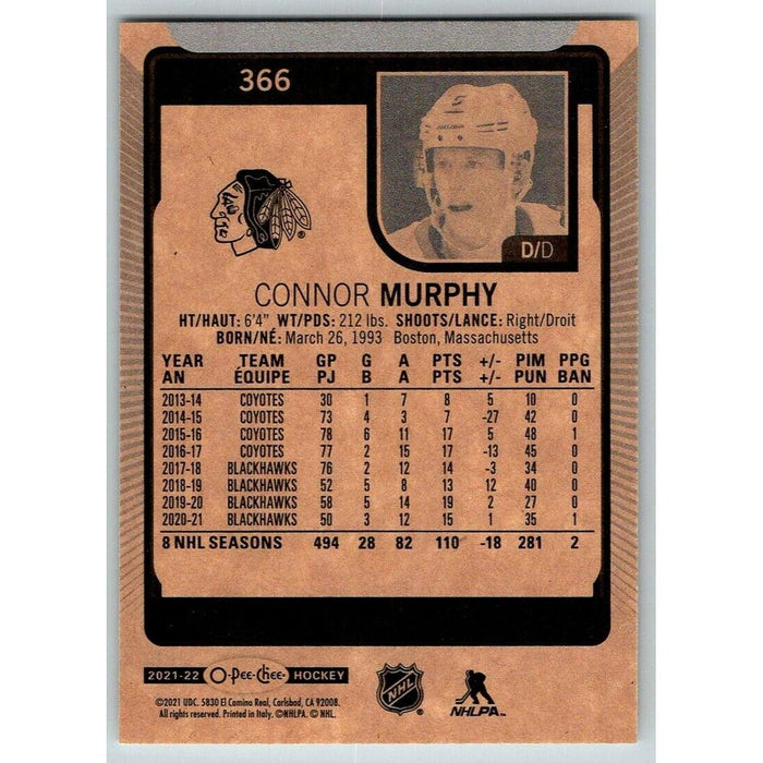 2021-22 O-Pee-Chee (Upper Deck OPC) Connor Murphy Chicago Blackhawks #366 - Collectible Craze America