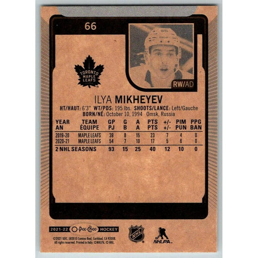 2021-22 O-Pee-Chee (Upper Deck OPC) Ilya Mikheyev Toronto Maple Leafs #66 - Collectible Craze America