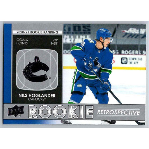 2021-22 Upper Deck Hockey Series 1 Rookie Retrosepctive #RR-9 Nils Hoglander - Collectible Craze America