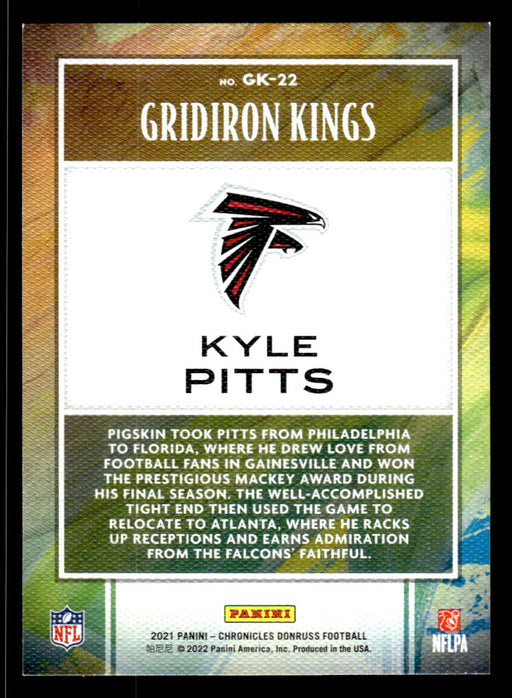 Kyle Pitts 2021 Panini Chronicles Football Gridiron Kings Pink Back of Card