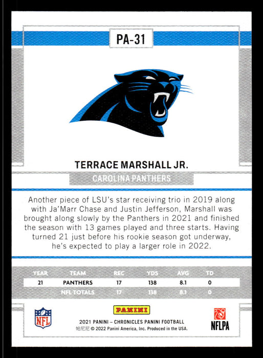Terrace Marshall Jr. 2021 Panini Chronicles Football Panini Back of Card