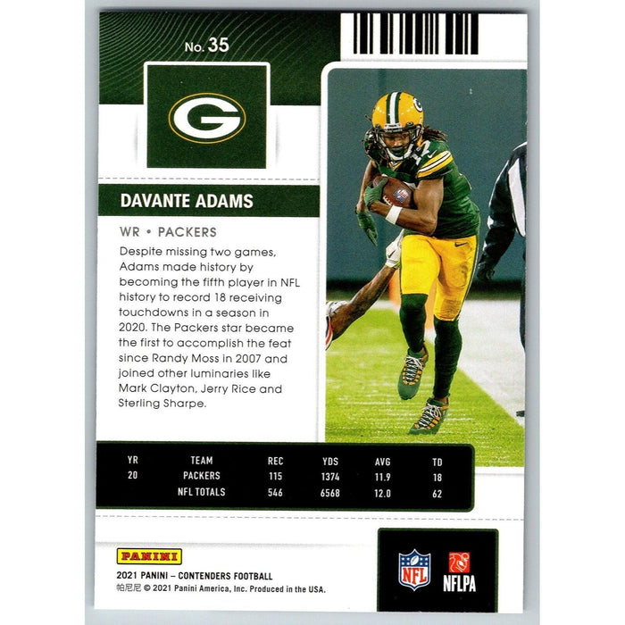 2021 Panini Contenders NFL Davante Adams Green Bay Packers #35 - Collectible Craze America