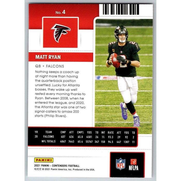 2021 Panini Contenders NFL Matt Ryan Atlanta Falcons #4 - Collectible Craze America