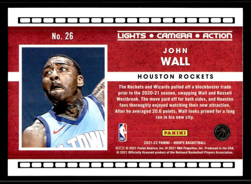 John Wall 2021 Panini NBA Hoops Lights Camera Action Back of Card