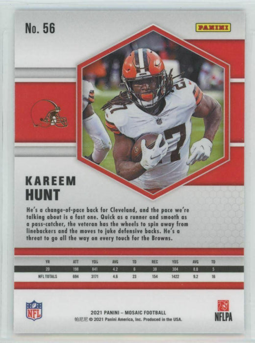 2021 Panini Mosaic #56 Kareem Hunt Cleveland Browns - Collectible Craze America