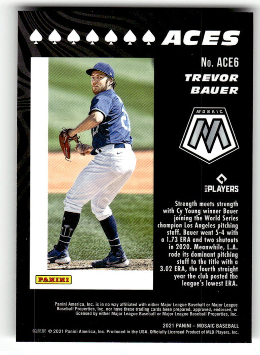 Trevor Bauer 2021 Panini Mosaic Baseball Aces Back of Card