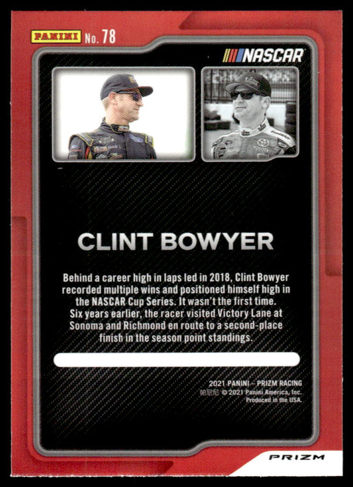 Clint Bowyer 2021 Panini Prizm Reactive Green Prizm Back of Card