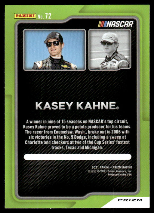 Kasey Kahne 2021 Panini Prizm Reactive Orange Prizm Back of Card