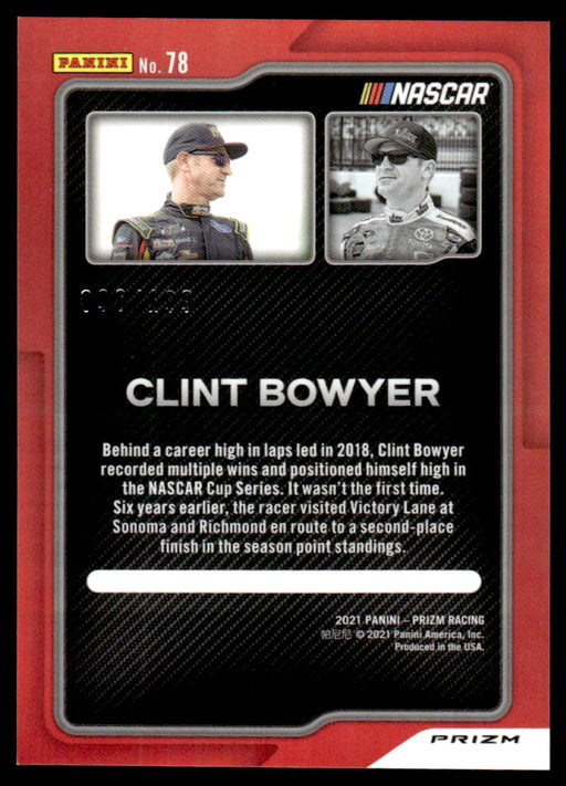 Clint Bowyer 2021 Panini Prizm Purple Velocity Back of Card