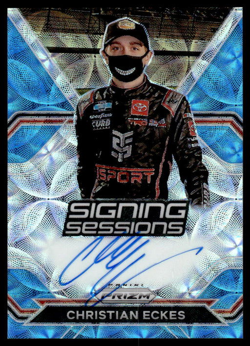 Christian Eckes 2021 Panini Prizm Carolina Blue Scope Signing Sessions Front of Card