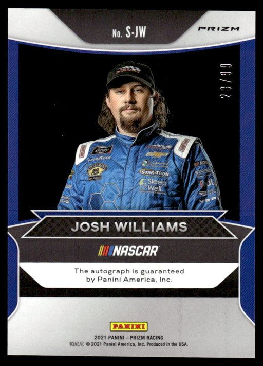 Josh Williams 2021 Panini Prizm Reactive Blue Signing Sessions Back of Card